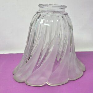 Vintage Clear & Frosted Glass Light Shade With Swirl Design